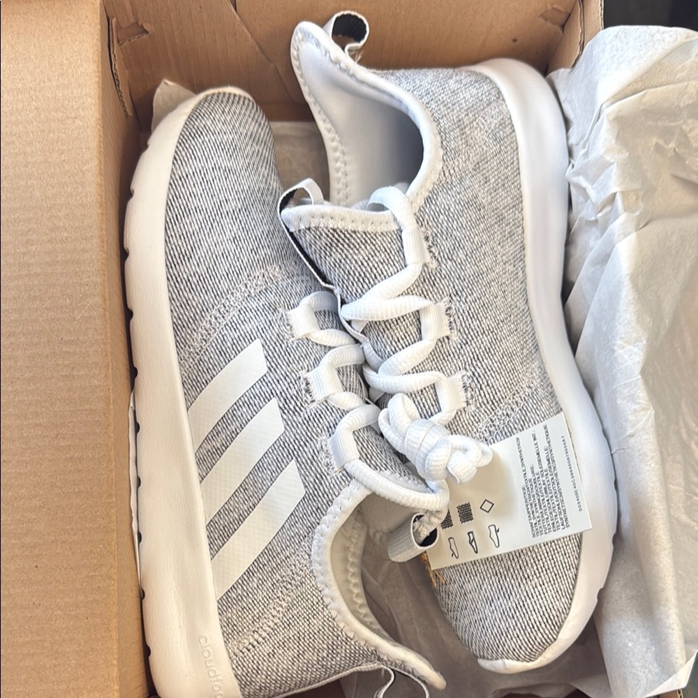 Adidas Light Gray and White Running Shoes